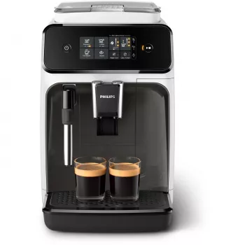 Espresso automāts Philips 1200 sērija EP1223/00 — 1.8 L ūdens tvertne, iebūvēta dzirnaviņa, 275 g pupiņu tvertne, 1500 W, balts