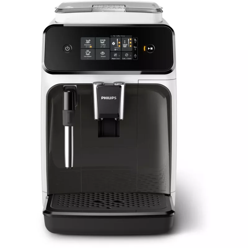 Espresso automāts Philips 1200 sērija EP1223/00 — 1.8 L ūdens tvertne, iebūvēta dzirnaviņa, 275 g pupiņu tvertne, 1500 W, balts