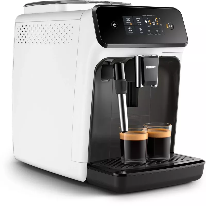 Espresso automāts Philips 1200 sērija EP1223/00 — 1.8 L ūdens tvertne, iebūvēta dzirnaviņa, 275 g pupiņu tvertne, 1500 W, balts