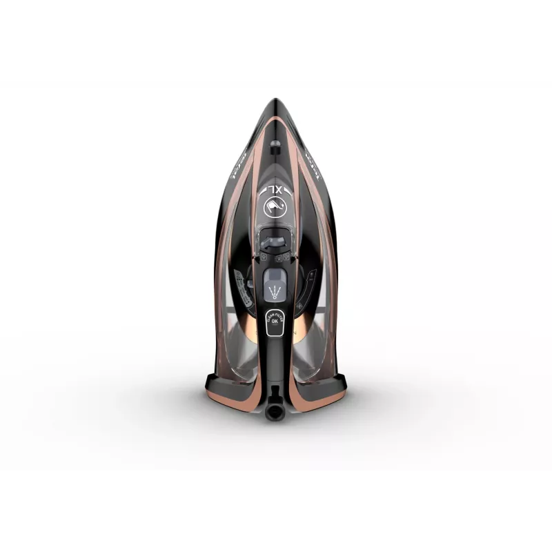 Tefal Ultimate Pure FV9845 tvaika gludeklis, 3200 W, Durilium AirGlide Autoclean pamatne, 60 g/min nepārtraukts tvaiks, 260 g/min tvaika trieciens, 350 ml tvertne, vertikālais tvaiks, melns/vara
