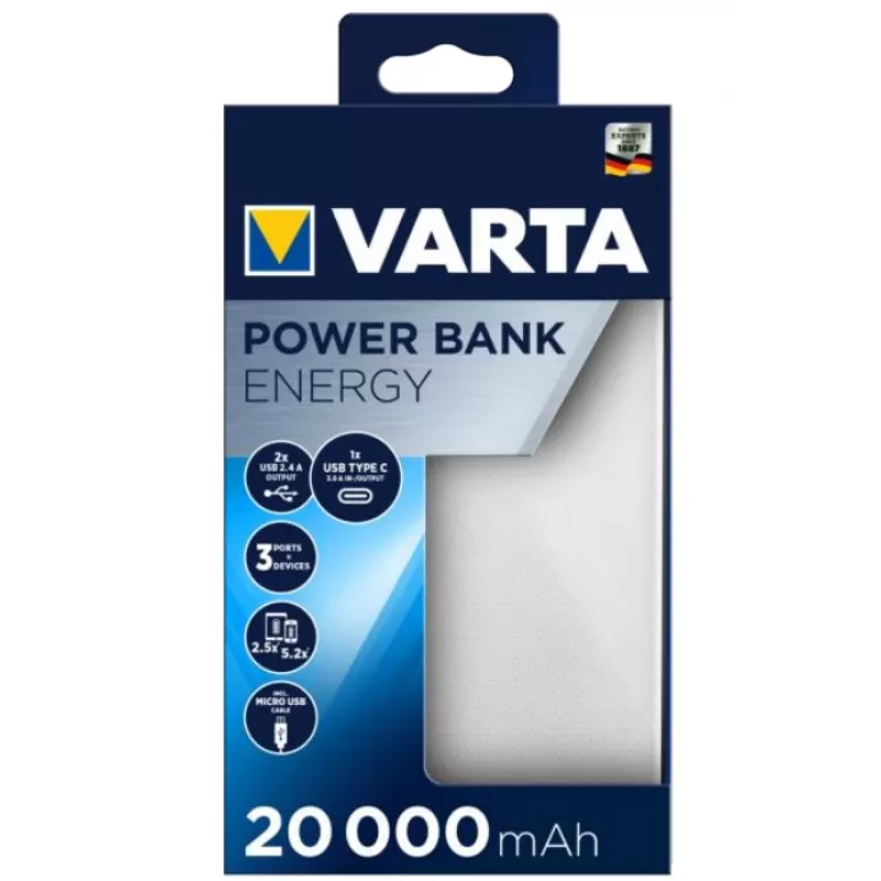 VARTA Power Bank Energy 20000 - 20000 mAh - 2 x USB A, 1 x USB C