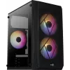 PC korpuss AEROCOOL CS107V2 Mini Tower — Melns, microATX/Mini-ITX, 2x120mm ventilatori, 1x3.5 collu + 2x2.5 collu sloti