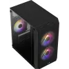 PC korpuss AEROCOOL CS107V2 Mini Tower — Melns, microATX/Mini-ITX, 2x120mm ventilatori, 1x3.5 collu + 2x2.5 collu sloti