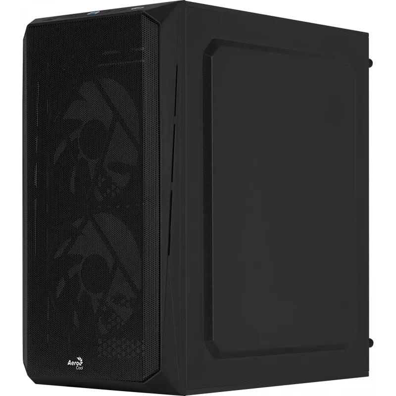 PC korpuss AEROCOOL CS107V2 Mini Tower — Melns, microATX/Mini-ITX, 2x120mm ventilatori, 1x3.5 collu + 2x2.5 collu sloti