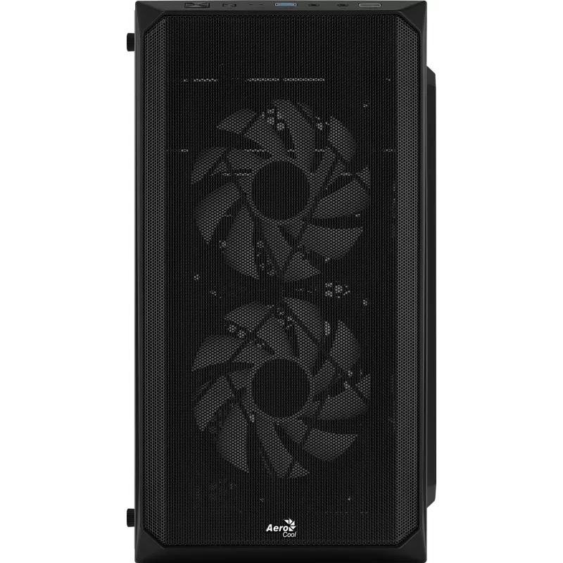 PC korpuss AEROCOOL CS107V2 Mini Tower — Melns, microATX/Mini-ITX, 2x120mm ventilatori, 1x3.5 collu + 2x2.5 collu sloti