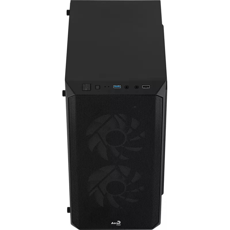PC korpuss AEROCOOL CS107V2 Mini Tower — Melns, microATX/Mini-ITX, 2x120mm ventilatori, 1x3.5 collu + 2x2.5 collu sloti