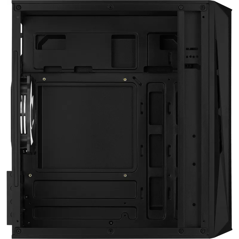 PC korpuss AEROCOOL CS107V2 Mini Tower — Melns, microATX/Mini-ITX, 2x120mm ventilatori, 1x3.5 collu + 2x2.5 collu sloti