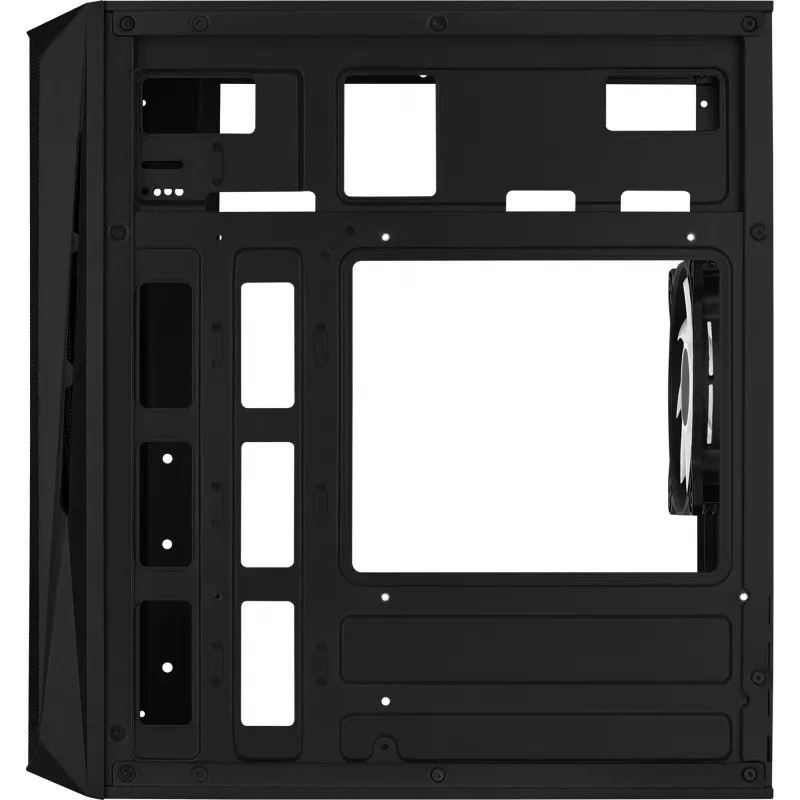 PC korpuss AEROCOOL CS107V2 Mini Tower — Melns, microATX/Mini-ITX, 2x120mm ventilatori, 1x3.5 collu + 2x2.5 collu sloti