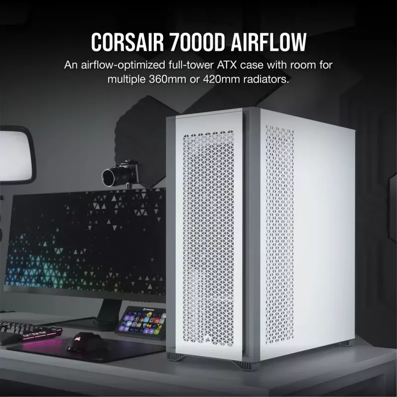 PC korpuss Corsair 7000D AIRFLOW Full Tower Balts