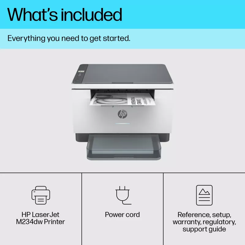 Daudzfunkciju lāzerprinteris HP LaserJet MFP M234dw — Melnbalts, A4, 29 lpp/min, Duplekss, Wi‑Fi, Ethernet
