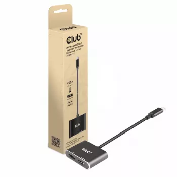 CLUB3D MST centrmezgls USB3.2 Gen2 Type-C (DP Alt-Mode) uz DisplayPort + HDMI 4K60Hz M/F