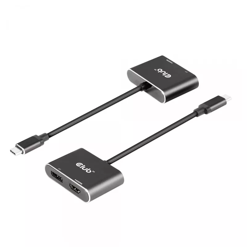 CLUB3D MST centrmezgls USB3.2 Gen2 Type-C (DP Alt-Mode) uz DisplayPort + HDMI 4K60Hz M/F