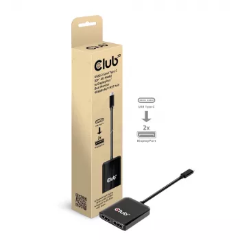 CLUB3D USB3.2 Gen2 Type-C (DP Alt-Mode) uz DisplayPort Divu Monitoru 4K60Hz M/F MST centrmezgls