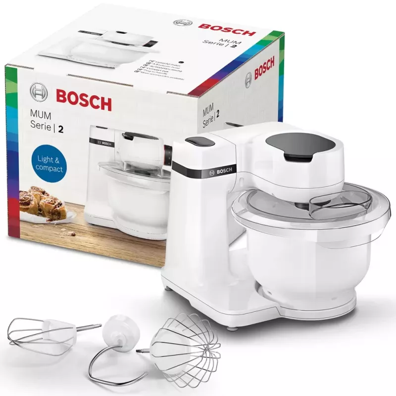 Virtuves kombains Bosch Serie 2 MUMS2AW00 — 700 W, 3,8 L bļoda, 4 ātrumi, balts