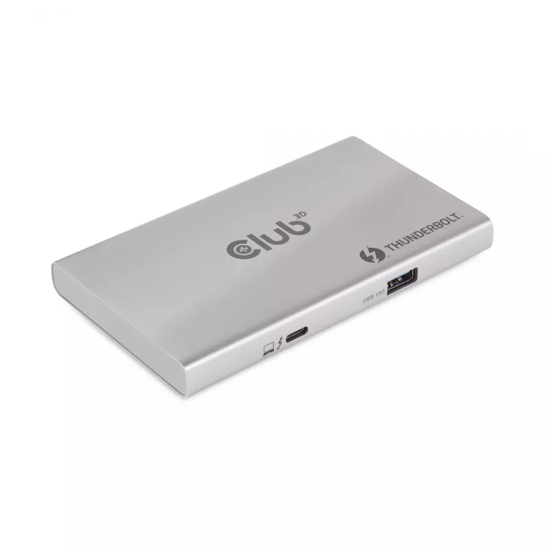 CLUB3D sertificēts Thunderbolt™4 portatīvais 5-in-1 centrmezgls ar Smart Power
