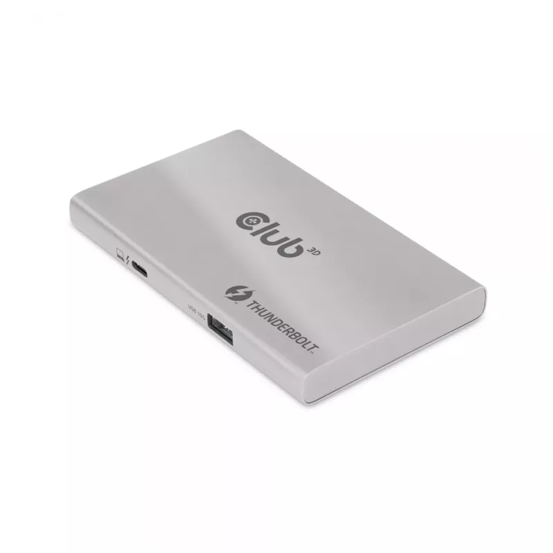 CLUB3D sertificēts Thunderbolt™4 portatīvais 5-in-1 centrmezgls ar Smart Power