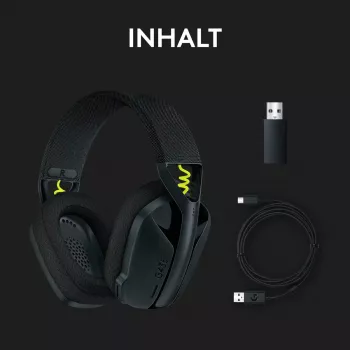 LOGITECH G435 Lightspeed bezvadu spēļu austiņas - Melna