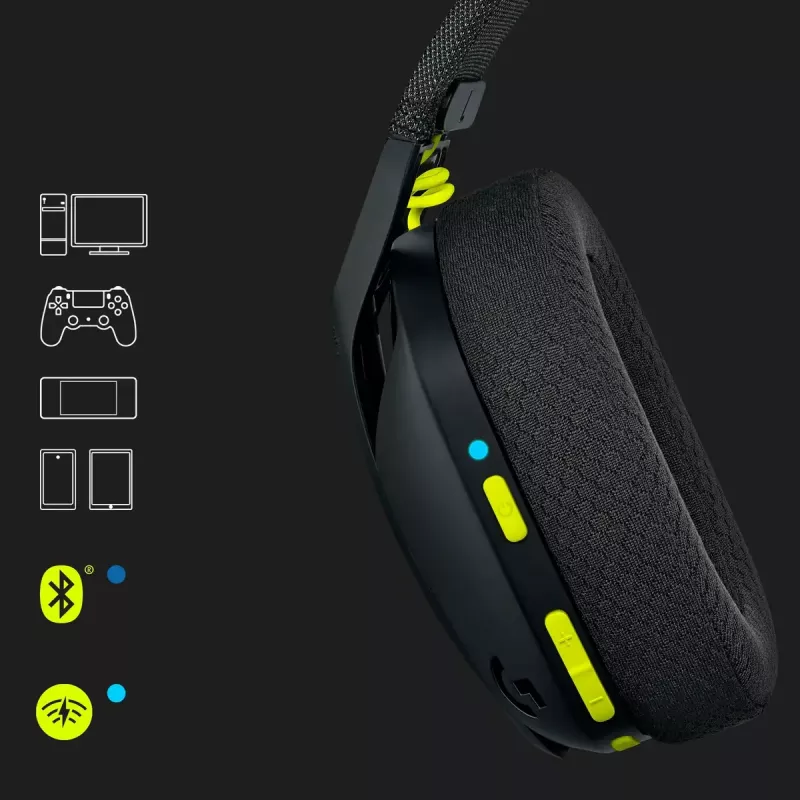 LOGITECH G435 Lightspeed bezvadu spēļu austiņas - Melna