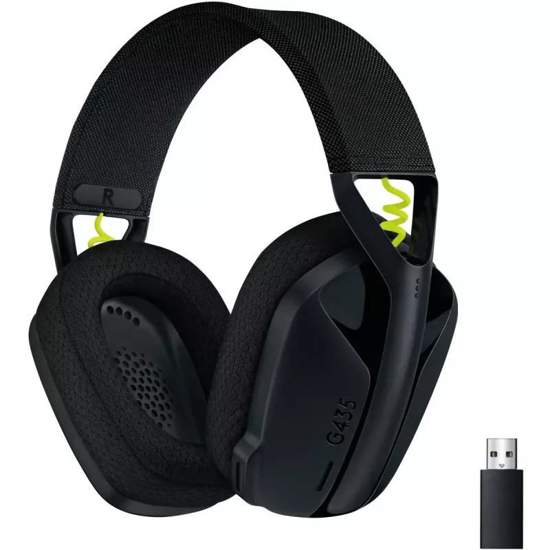 LOGITECH G435 Lightspeed bezvadu spēļu austiņas - Melna