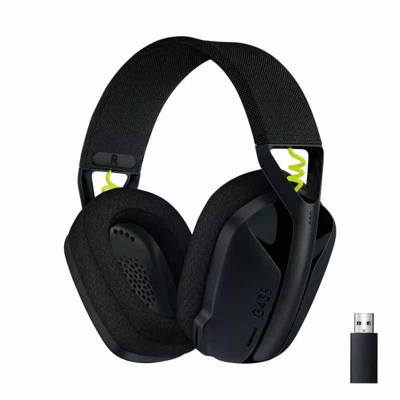 LOGITECH G435 Lightspeed bezvadu spēļu austiņas - Melna