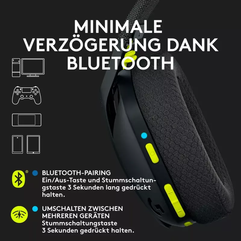 LOGITECH G435 Lightspeed bezvadu spēļu austiņas - Melna