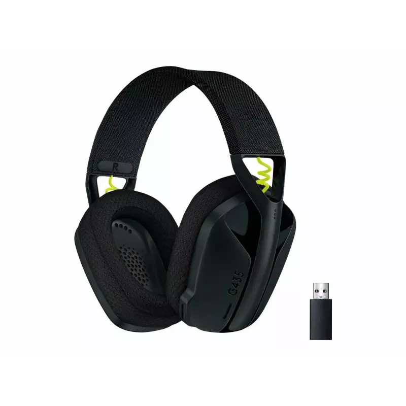LOGITECH G435 Lightspeed bezvadu spēļu austiņas - Melna
