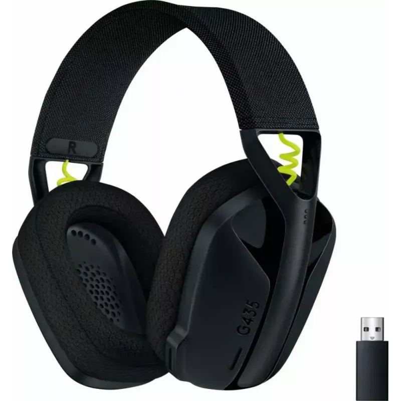 LOGITECH G435 Lightspeed bezvadu spēļu austiņas - Melna