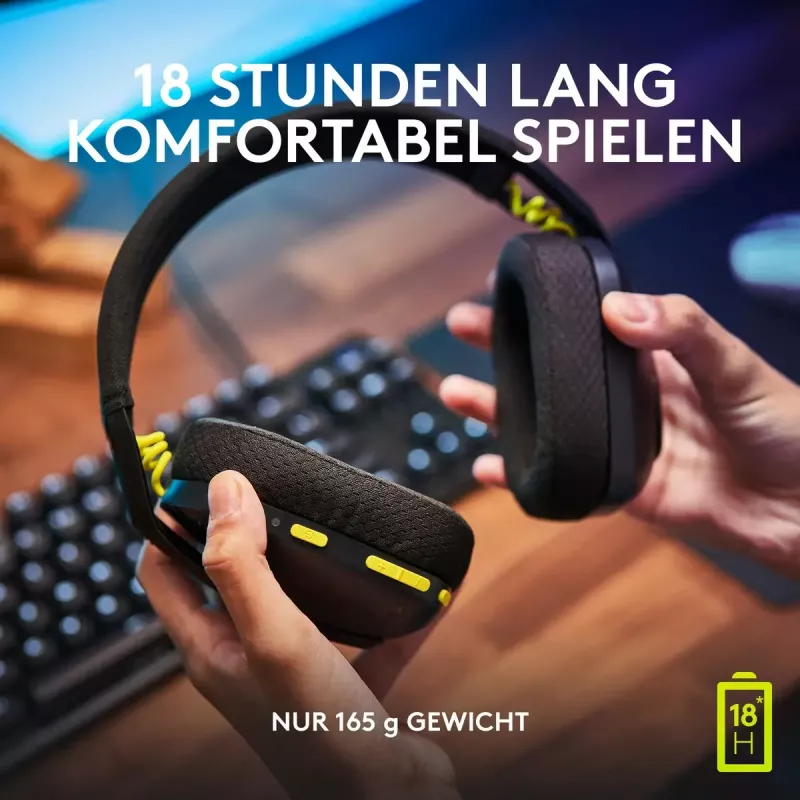 LOGITECH G435 Lightspeed bezvadu spēļu austiņas - Melna