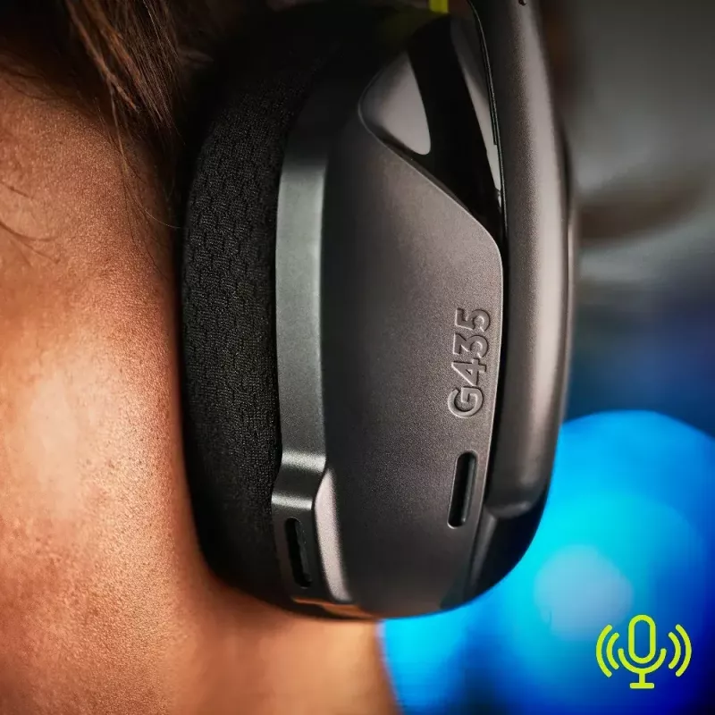 LOGITECH G435 Lightspeed bezvadu spēļu austiņas - Melna