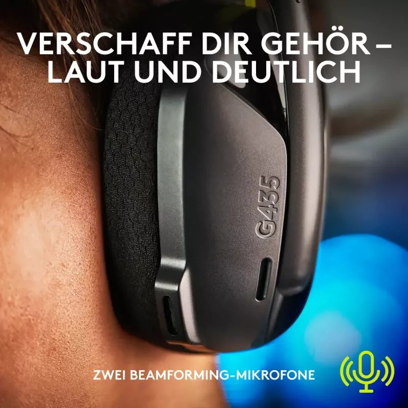 LOGITECH G435 Lightspeed bezvadu spēļu austiņas - Melna