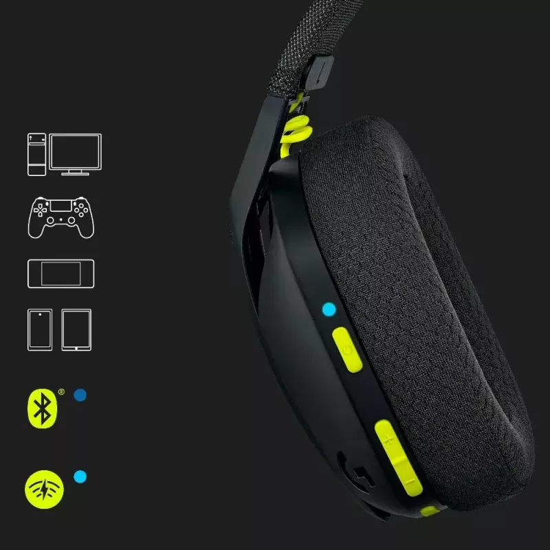 LOGITECH G435 Lightspeed bezvadu spēļu austiņas - Melna