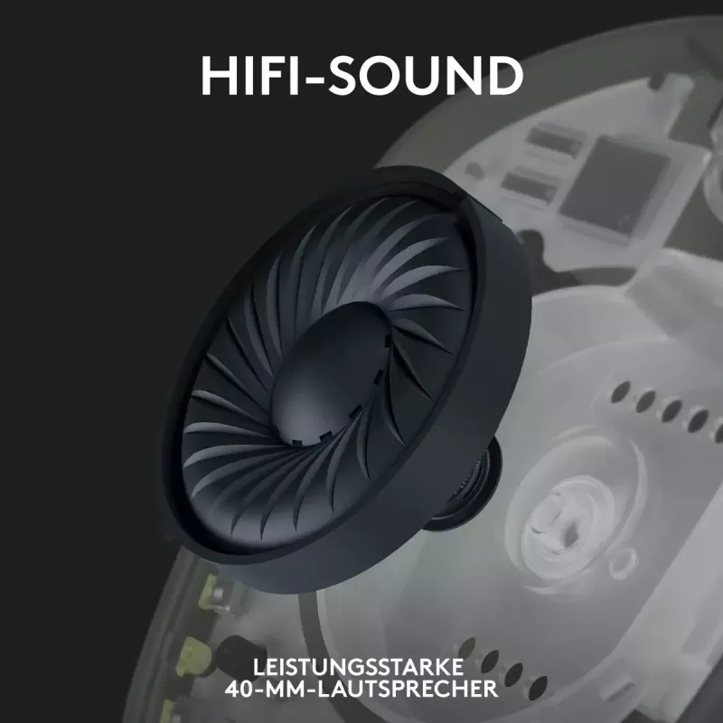 LOGITECH G435 Lightspeed bezvadu spēļu austiņas - Melna