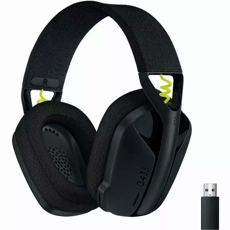 LOGITECH G435 Lightspeed bezvadu spēļu austiņas - Melna