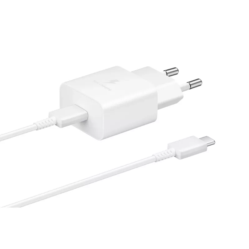 Samsung EP-T1510XWEGEU ātrs lādētājs AC iekštelpām, USB-C 1 ports, 5–9V, 1 m kabelis, balts