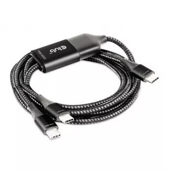 CLUB3D USB Type-C Y uzlādes kabelis 2x USB-C līdz 100W, 1.83m