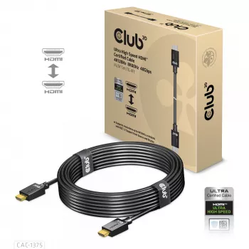 CLUB3D Ultra High Speed HDMI™ Sertificēts Kabelis 4K120Hz 8K60Hz 48Gbps M/M 5m/16.4ft