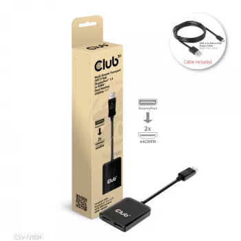 CLUB3D CSV-7200H MST Hub DisplayPort 1.4 uz HDMI Divu Monitoru 4K60Hz