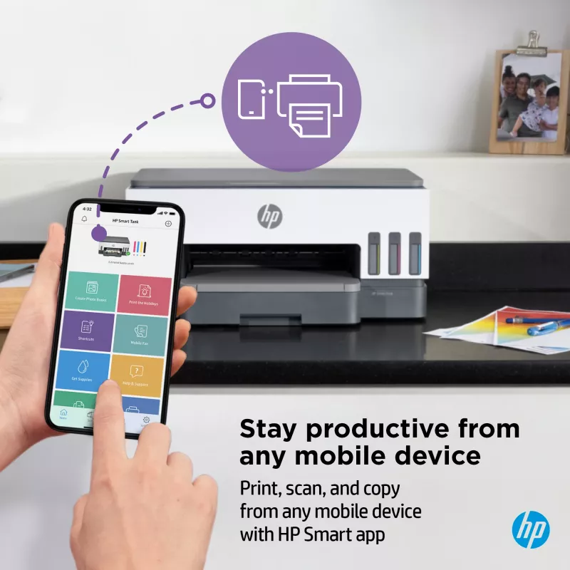 HP Smart Tank 7005 Bezvadu Daudzfunkciju Krāsu Printeris ar Divpusējo Drukāšanu, Kopēšanu un Skenēšanu