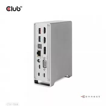 Docking stacija CLUB3D CSV-1568 metāla korpuss USB Gen2 Type-C USB Gen2 Type-A HDMI DP VGA RJ45 120W