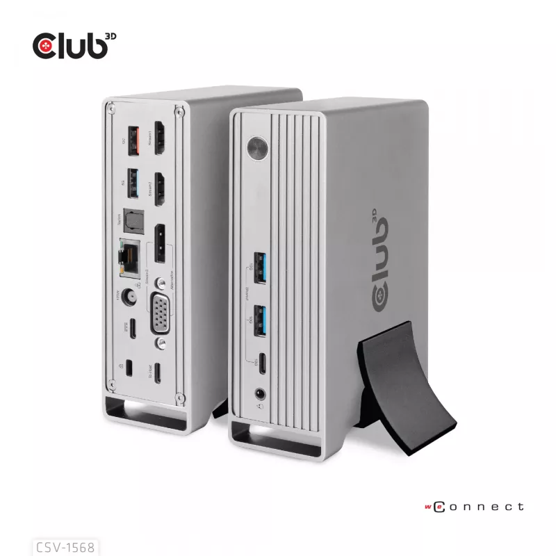 Docking stacija CLUB3D CSV-1568 metāla korpuss USB Gen2 Type-C USB Gen2 Type-A HDMI DP VGA RJ45 120W
