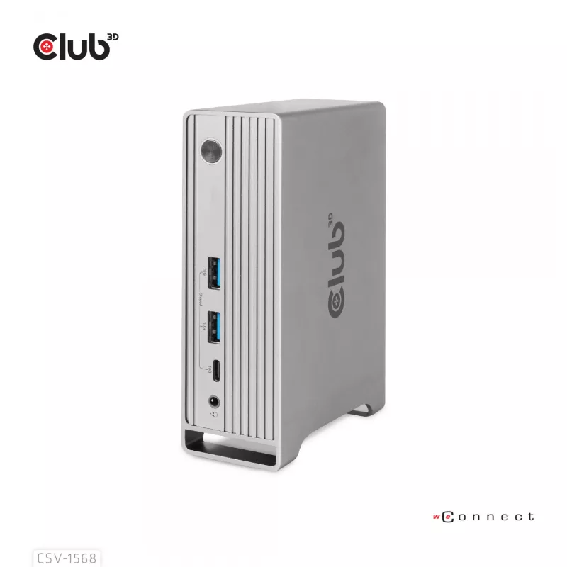 Docking stacija CLUB3D CSV-1568 metāla korpuss USB Gen2 Type-C USB Gen2 Type-A HDMI DP VGA RJ45 120W