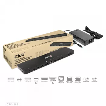 CLUB3D USB-C Gen1 Trīskāršā Displeja Doks ar DP Alt režīmu, DisplayLink un 120 W Barošanas Avotu