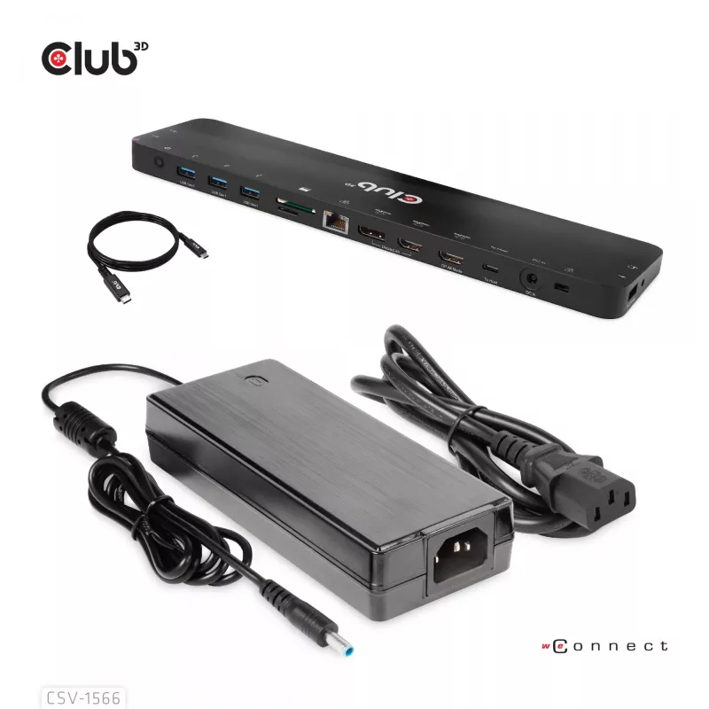 CLUB3D USB-C Gen1 Trīskāršā Displeja Doks ar DP Alt režīmu, DisplayLink un 120 W Barošanas Avotu