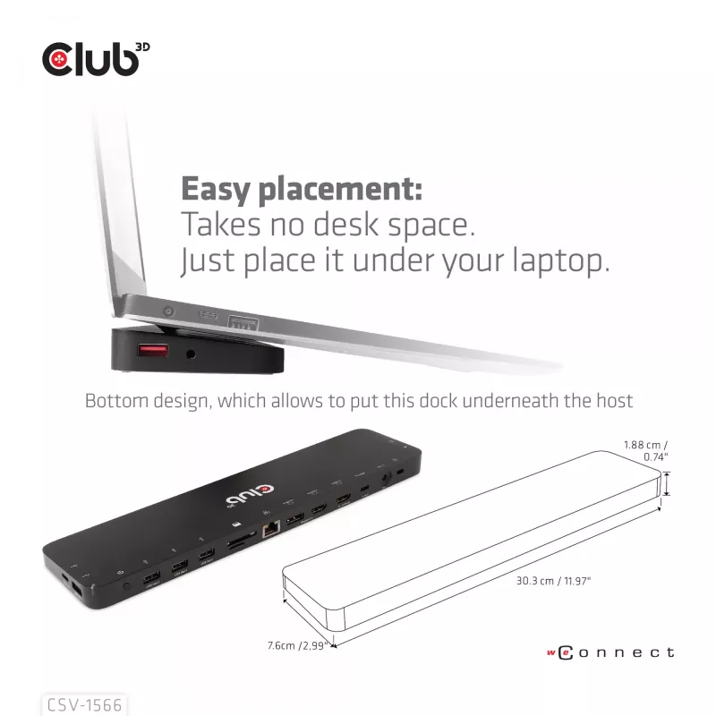 CLUB3D USB-C Gen1 Trīskāršā Displeja Doks ar DP Alt režīmu, DisplayLink un 120 W Barošanas Avotu