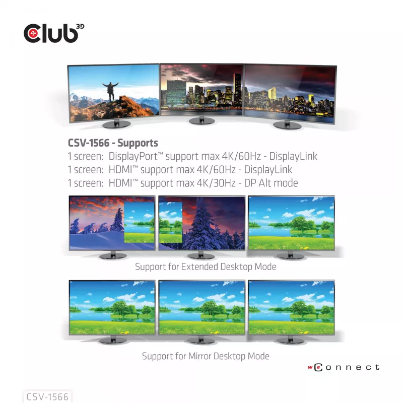 CLUB3D USB-C Gen1 Trīskāršā Displeja Doks ar DP Alt režīmu, DisplayLink un 120 W Barošanas Avotu