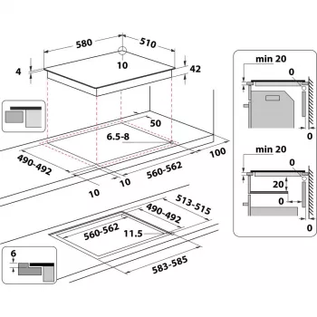 Indukcijas plīts virsma WHIRLPOOL AKT 801/NE — 4 zonas, 60 cm, skārienjutīga vadība, melna stikla keramika