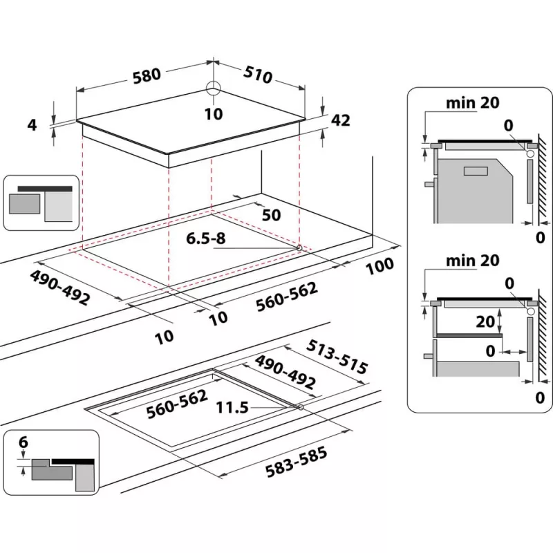 Indukcijas plīts virsma WHIRLPOOL AKT 801/NE — 4 zonas, 60 cm, skārienjutīga vadība, melna stikla keramika