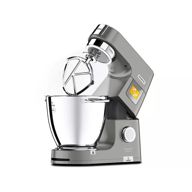 Planētas mikseris Kenwood KWL90.004SI — 1400 W, 7 L nerūsējošā tērauda bļoda, skārienvadība, iebūvēti svari, sudrabs
