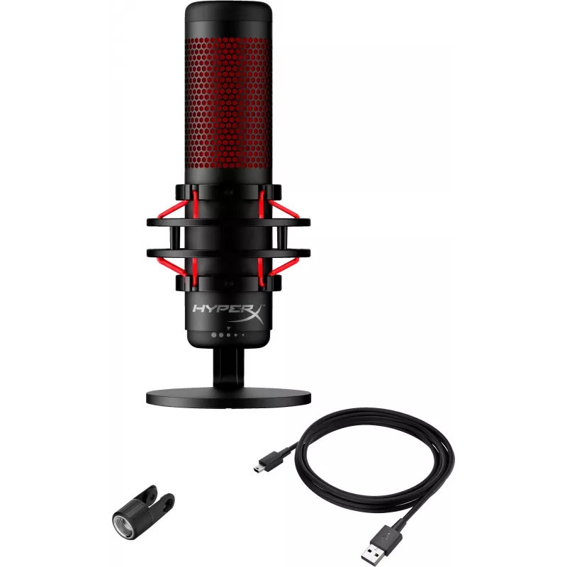 HyperX QuadCast USB Mikrofons (Melns-Sarkans) - Sarkans Apgaismojums