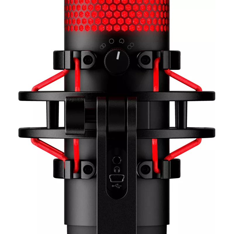 HyperX QuadCast USB Mikrofons (Melns-Sarkans) - Sarkans Apgaismojums